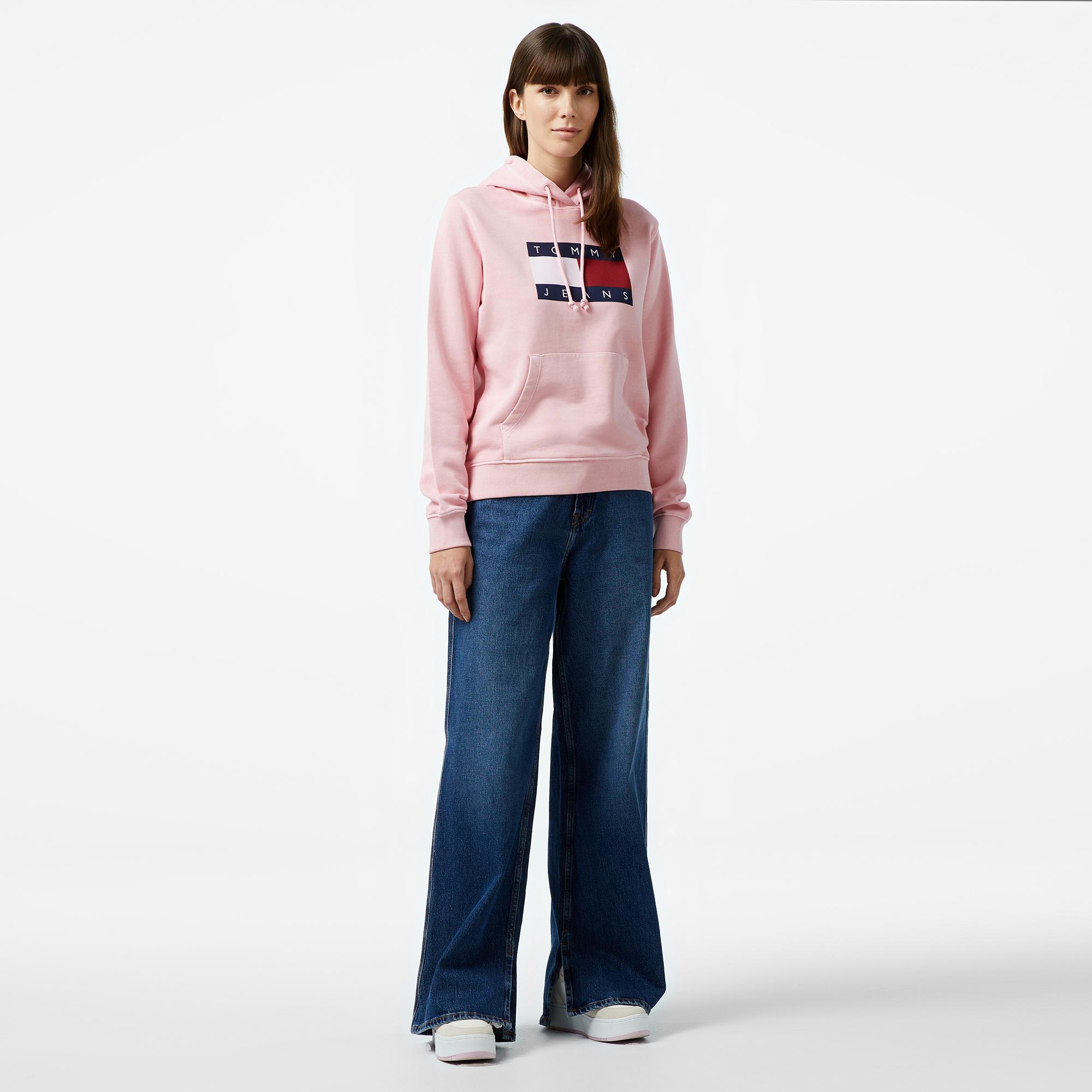 Tommy Hilfiger Jeans Tommy Flag Kadın Pembe Hoodie