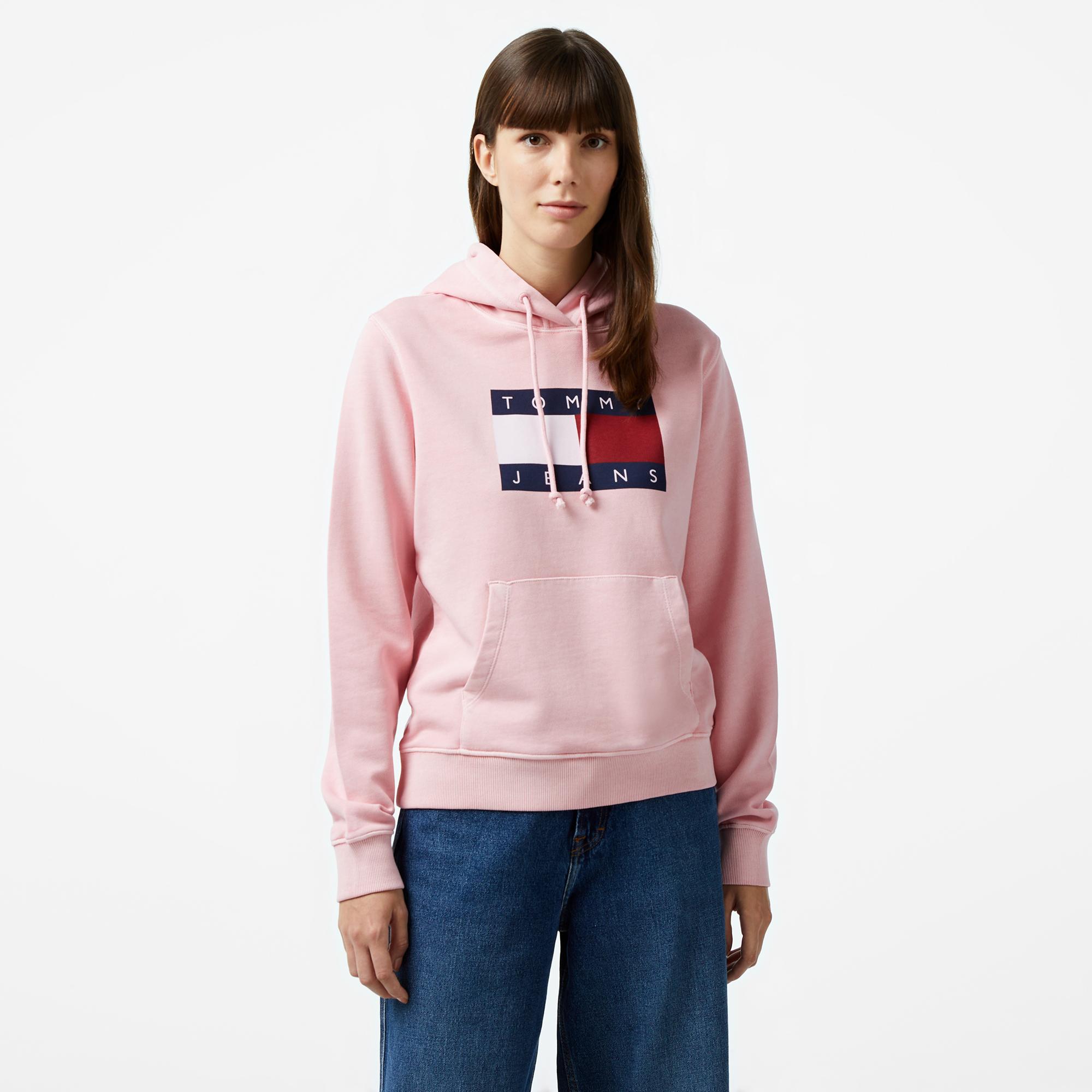Tommy Hilfiger Jeans Tommy Flag Kadın Pembe Hoodie