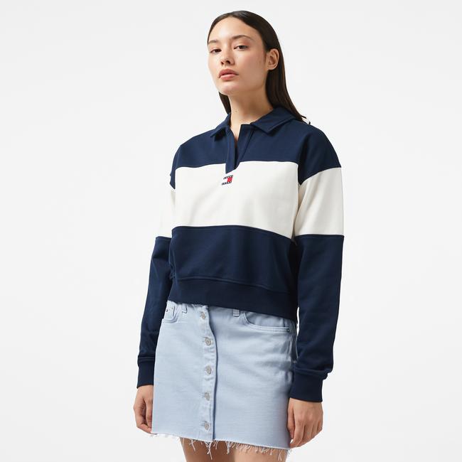  Tommy Hilfiger Jeans Cblk Badge Hwk Kadın Lacivert Sweatshirt