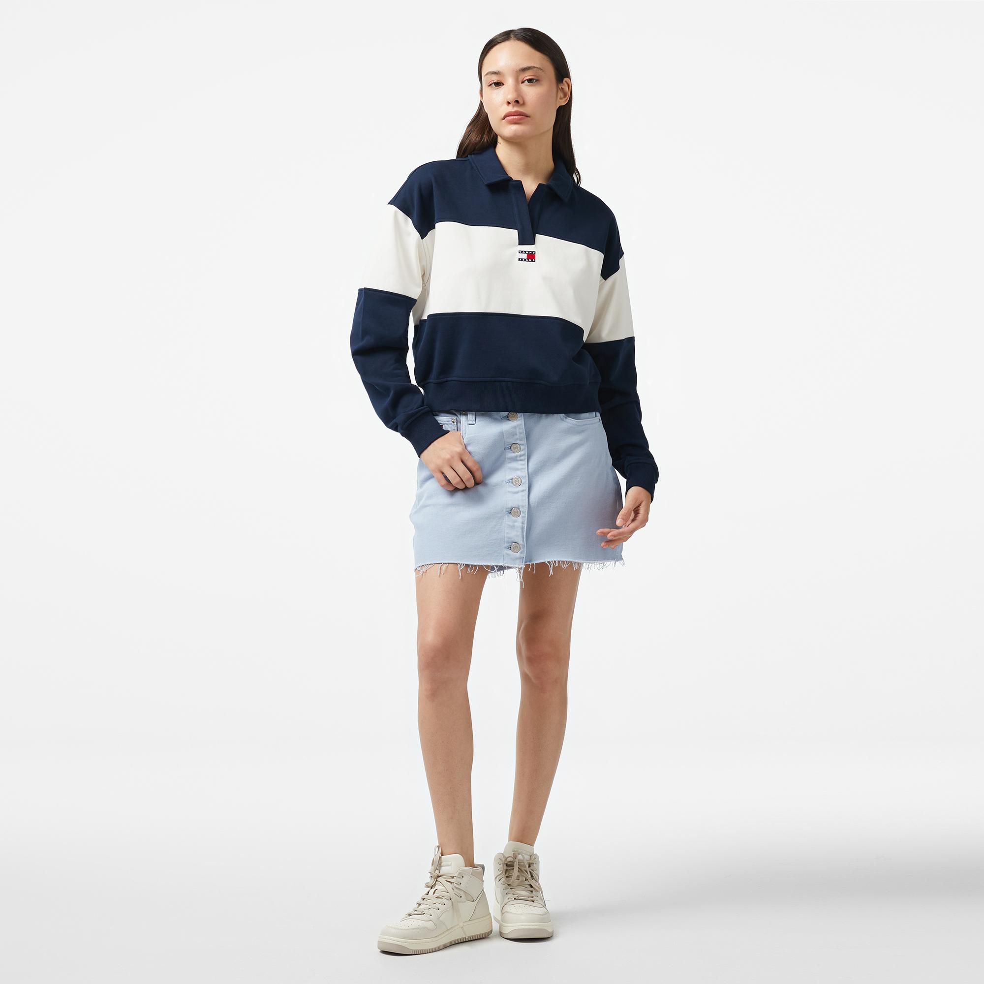 Tommy Hilfiger Jeans Cblk Badge Hwk Kadın Lacivert Sweatshirt