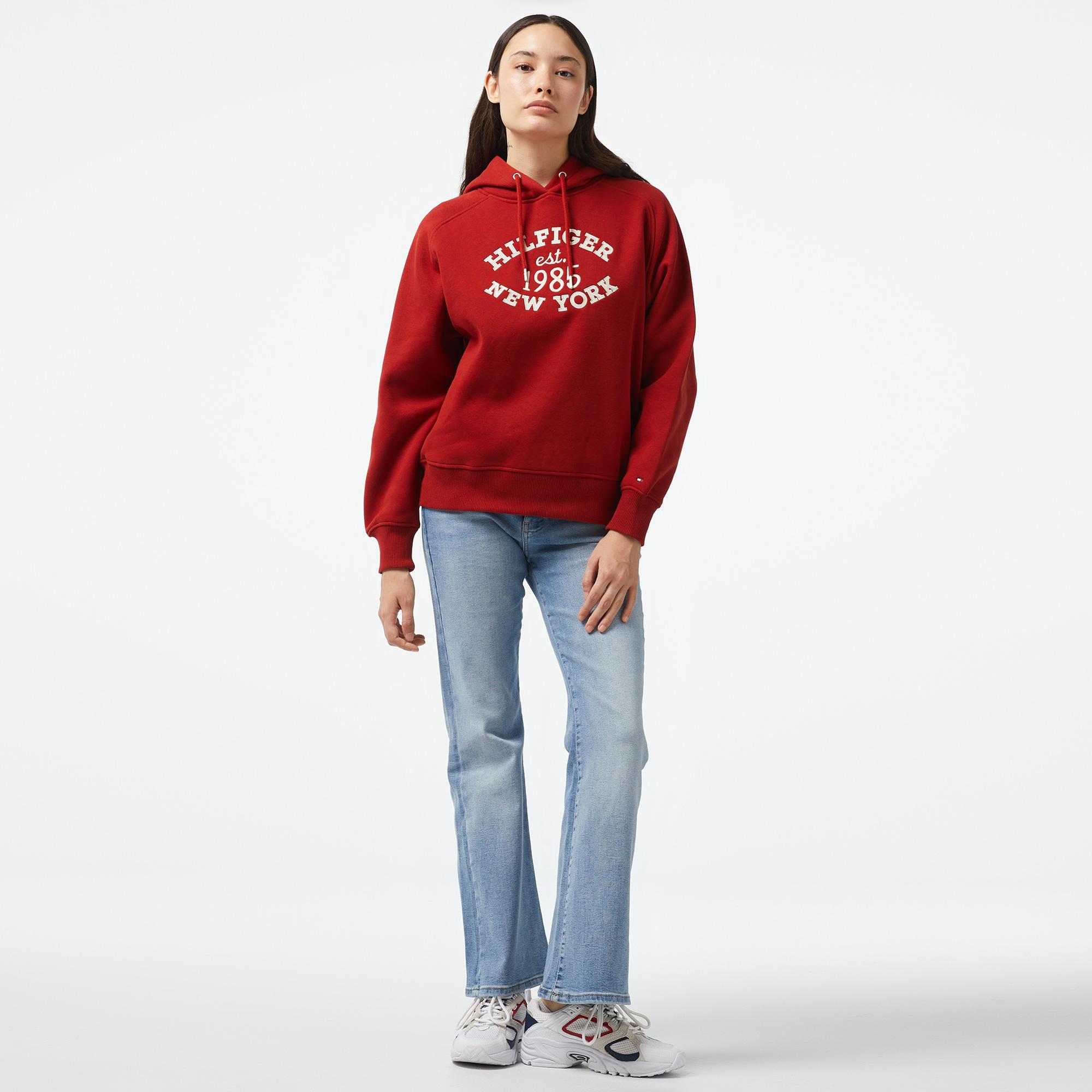 Tommy Hilfiger Varsity Kadın Kırmızı Hoodie
