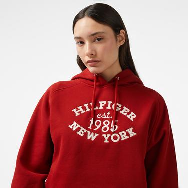  Tommy Hilfiger Varsity Kadın Kırmızı Hoodie