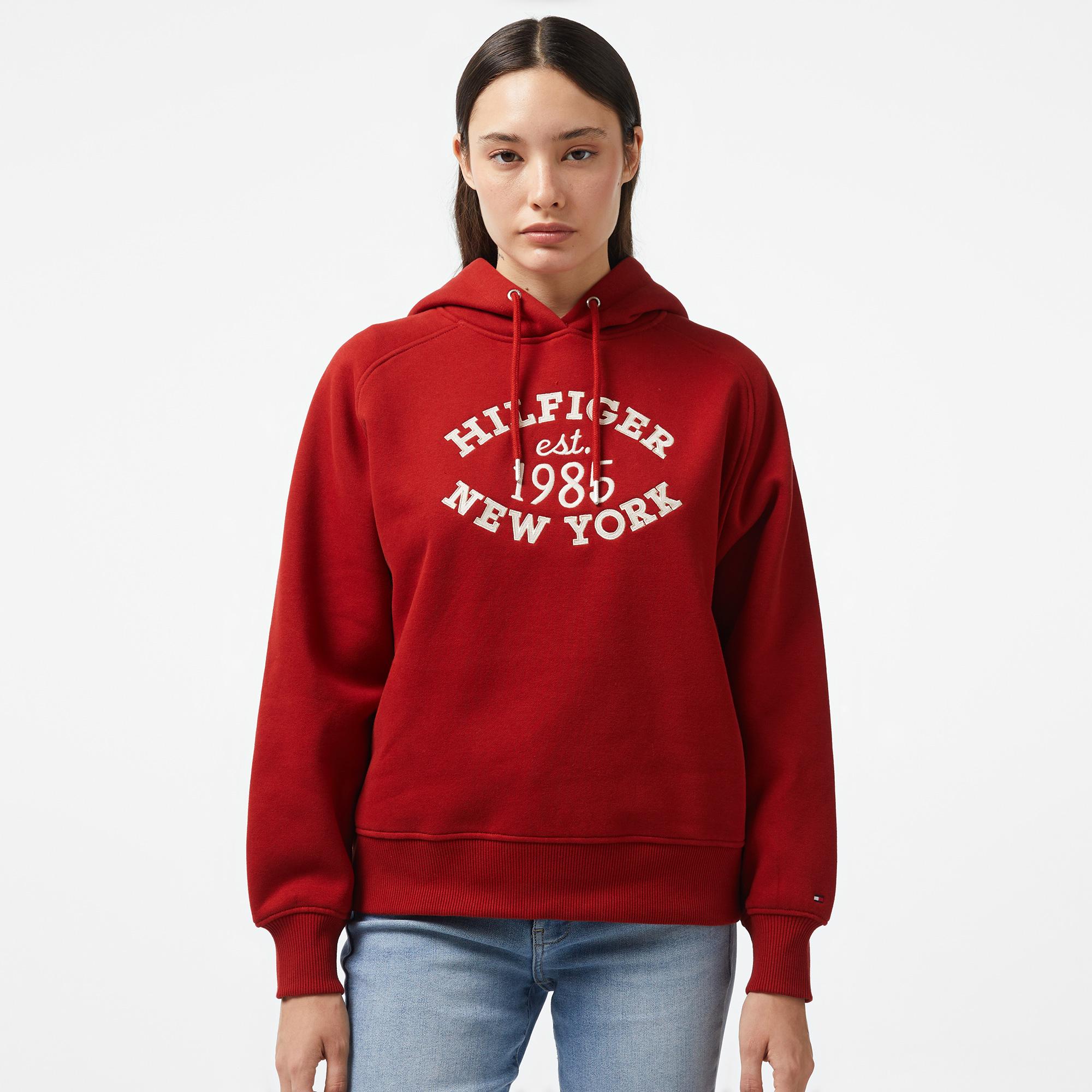 Tommy Hilfiger Varsity Kadın Kırmızı Hoodie