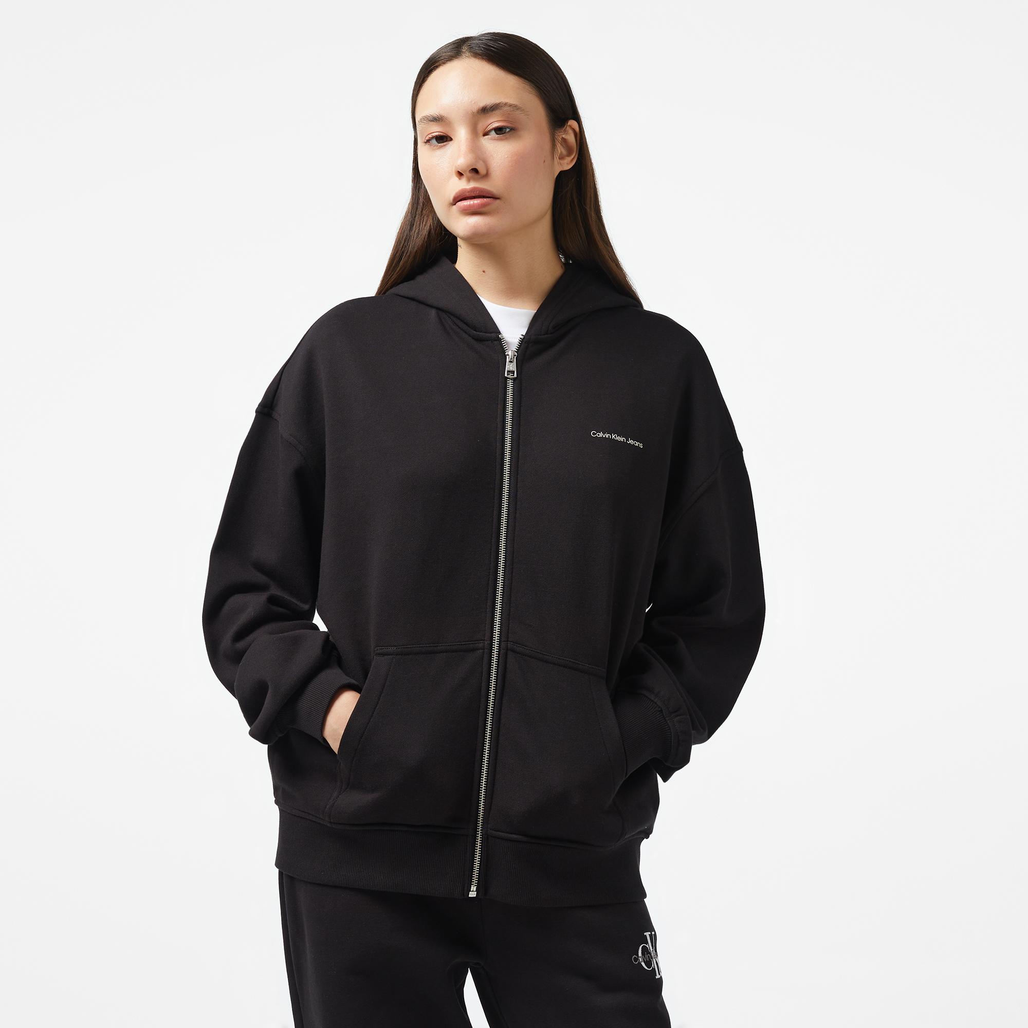 Calvin Klein Jeans Dıffused Zıp-Through Kadın Siyah Hoodie
