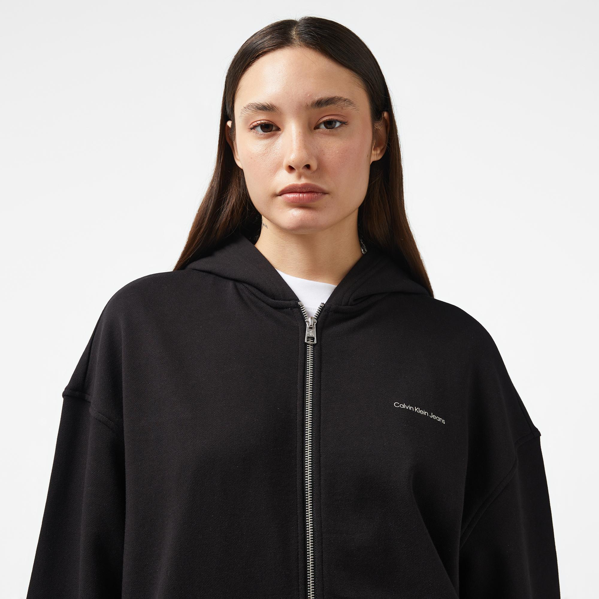 Calvin Klein Jeans Dıffused Zıp-Through Kadın Siyah Hoodie