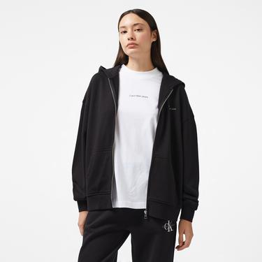  Calvin Klein Jeans Dıffused Zıp-Through Kadın Siyah Hoodie