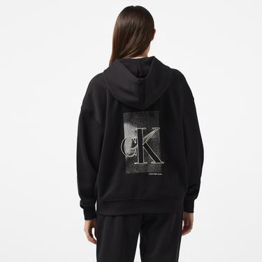  Calvin Klein Jeans Dıffused Zıp-Through Kadın Siyah Hoodie