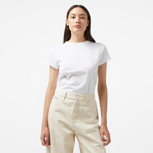  Calvin Klein Nano Logo Slım Kadın Beyaz T-Shirt