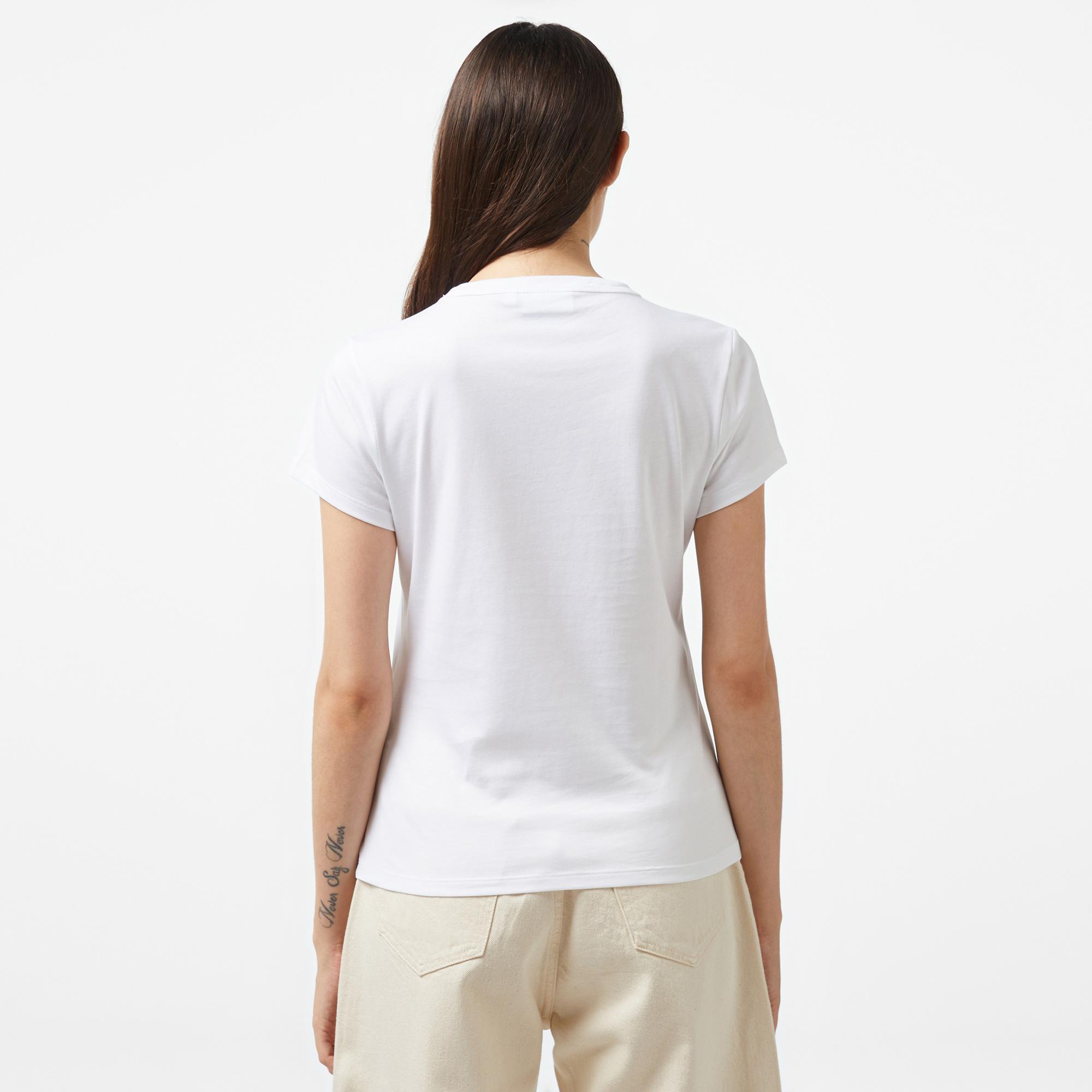 Calvin Klein Nano Logo Slım Kadın Beyaz T-Shirt