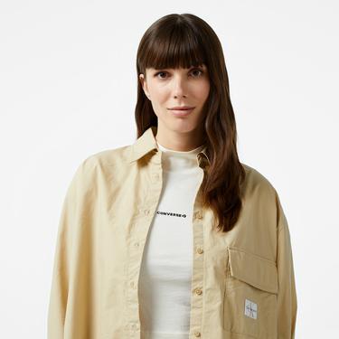  Calvin Klein Jeans Long Cotton Utility Kadın Haki Gömlek