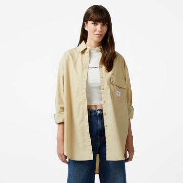  Calvin Klein Jeans Long Cotton Utility Kadın Haki Gömlek