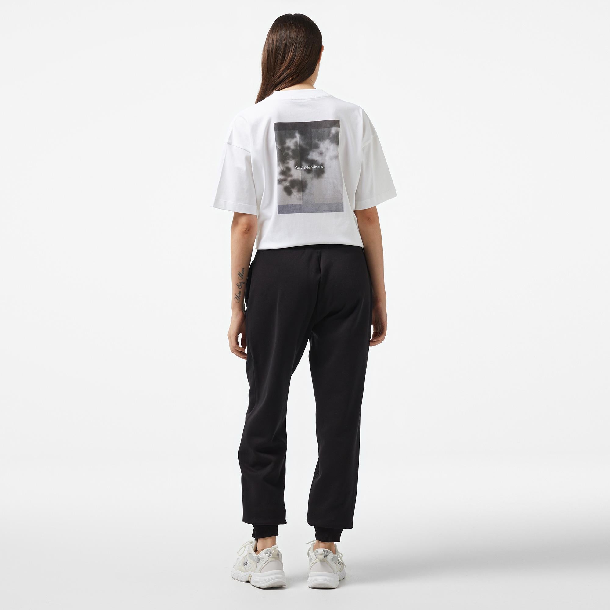 Calvin Klein Jeans Monologo Cuffed Kadın Siyah Eşofman Altı