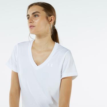  Under Armour Tech - Solid Kadın Beyaz Antrenman T-Shirt