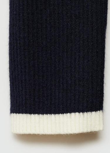  Mango Kadın Kontrast Detaylı Triko Elbise Lacivert