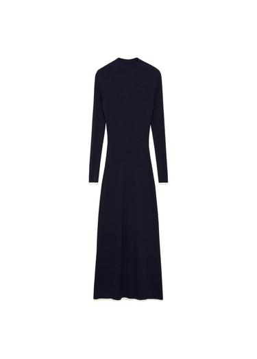  Mango Kadın Kontrast Detaylı Triko Elbise Lacivert