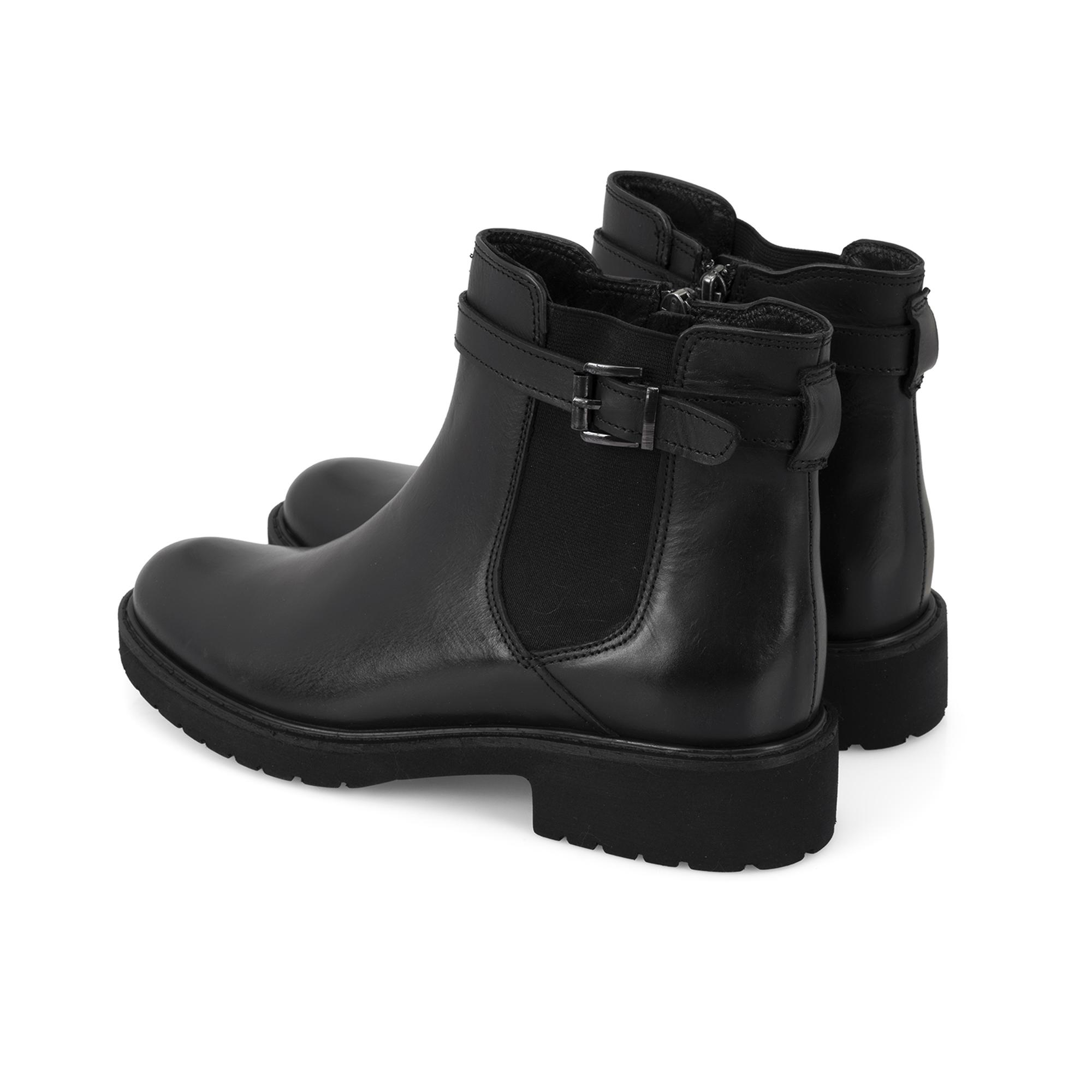 Kadın Kemer Aksesuarlı Siyah Lastikli Deri Chelsea Bot