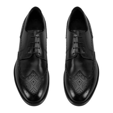  Trever Siyah Erkek Deri Klasik Ayakkabı