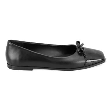  Kadın Siyah Deri Babet