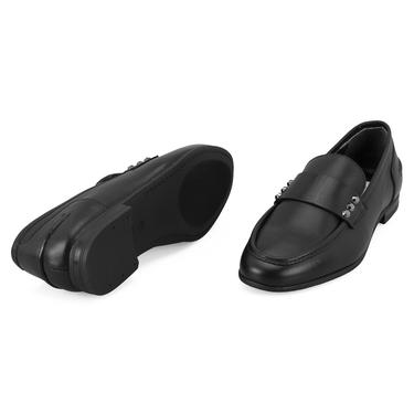  Kadın Siyah Deri Loafer
