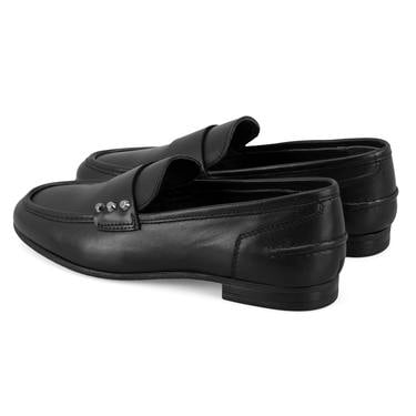  Kadın Siyah Deri Loafer
