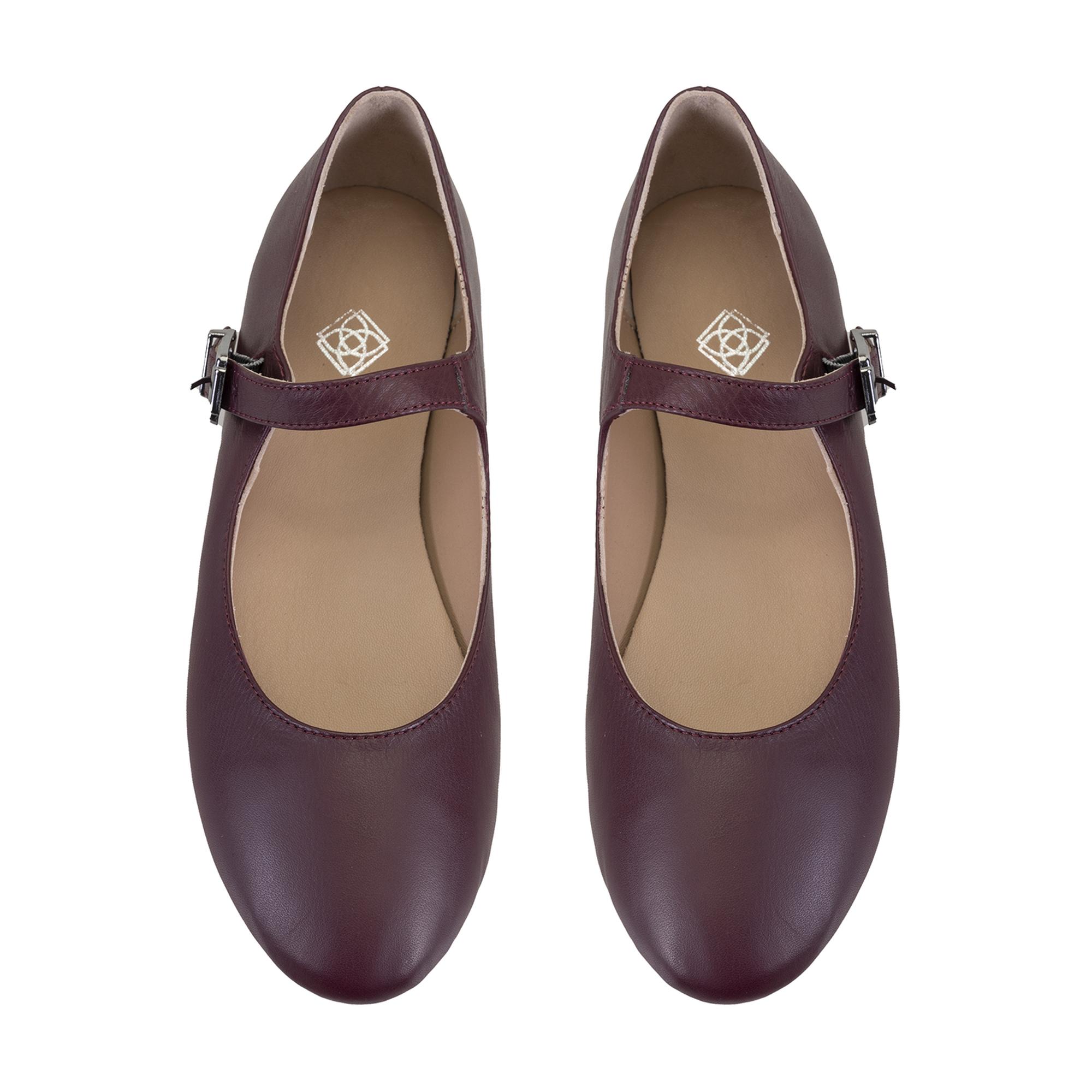 Kadın Bordo Mary Jane Deri Babet