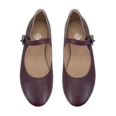  Kadın Bordo Mary Jane Deri Babet