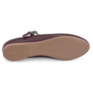  Kadın Bordo Mary Jane Deri Babet