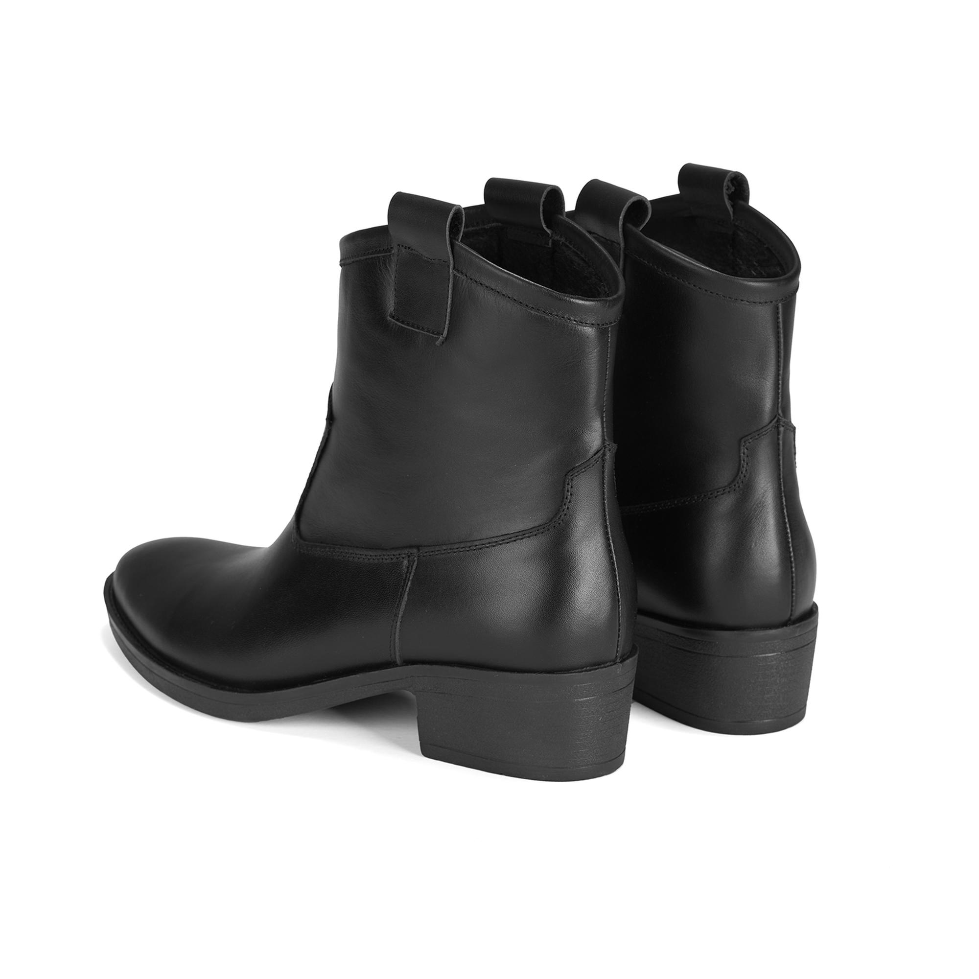 Colleen Siyah Kadın Topuklu Deri Kovboy Botu