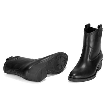  Colleen Siyah Kadın Topuklu Deri Kovboy Botu