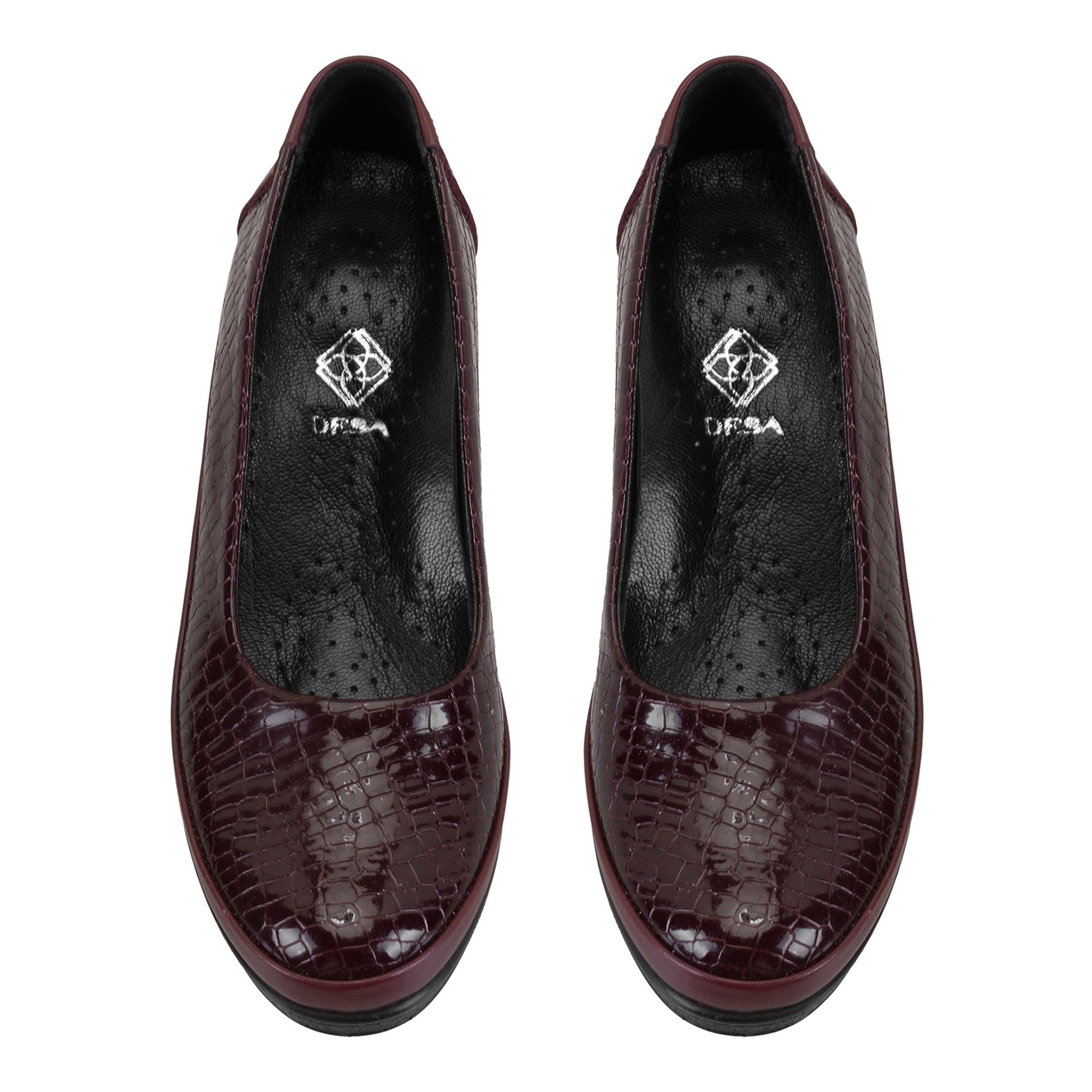 Kadın Bordo DesaComfort Dolgu Topuklu Deri Günlük Ayakkabı