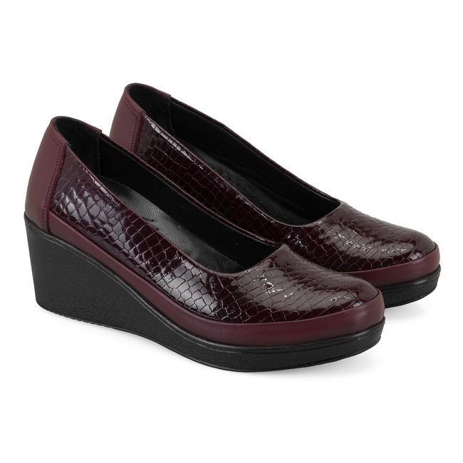  Kadın Bordo DesaComfort Dolgu Topuklu Deri Günlük Ayakkabı