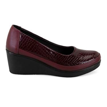  Kadın Bordo DesaComfort Dolgu Topuklu Deri Günlük Ayakkabı