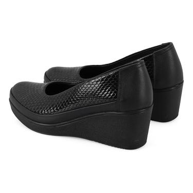  Kadın Siyah DesaComfort Dolgu Topuklu Deri Günlük Ayakkabı