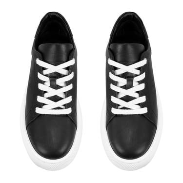  Kadın Siyah Deri Günlük Ayakkabı