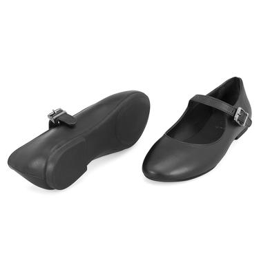  Kadın Siyah Mary Jane Deri Babet