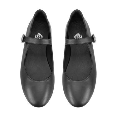 Kadın Siyah Mary Jane Deri Babet