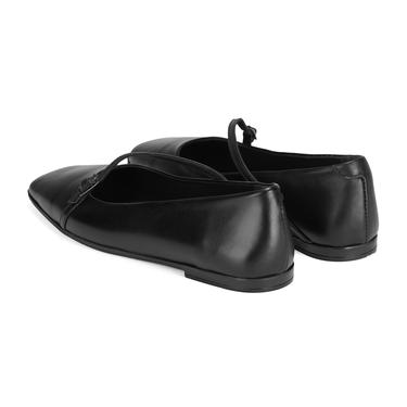  Kadın Siyah Ayarlanabilir Tokalı Deri Babet