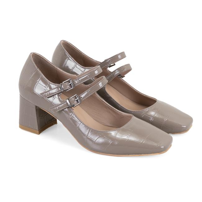  Kadın Bej Mary Jane Deri Klasik Ayakkabı