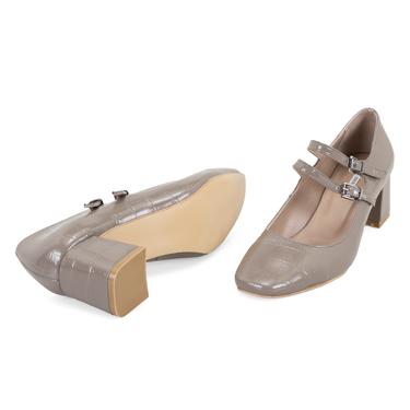  Kadın Bej Mary Jane Deri Klasik Ayakkabı