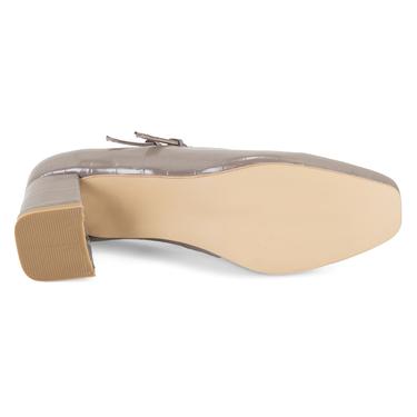  Kadın Bej Mary Jane Deri Klasik Ayakkabı