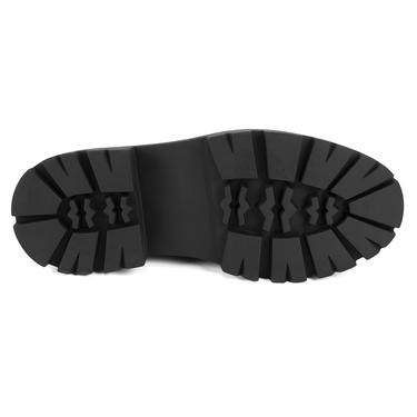  Kadın Siyah Deri Loafer