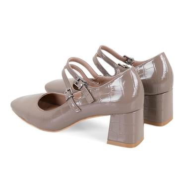  Kadın Bej Mary Jane Deri Klasik Ayakkabı
