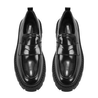  Kadın Siyah Deri Loafer