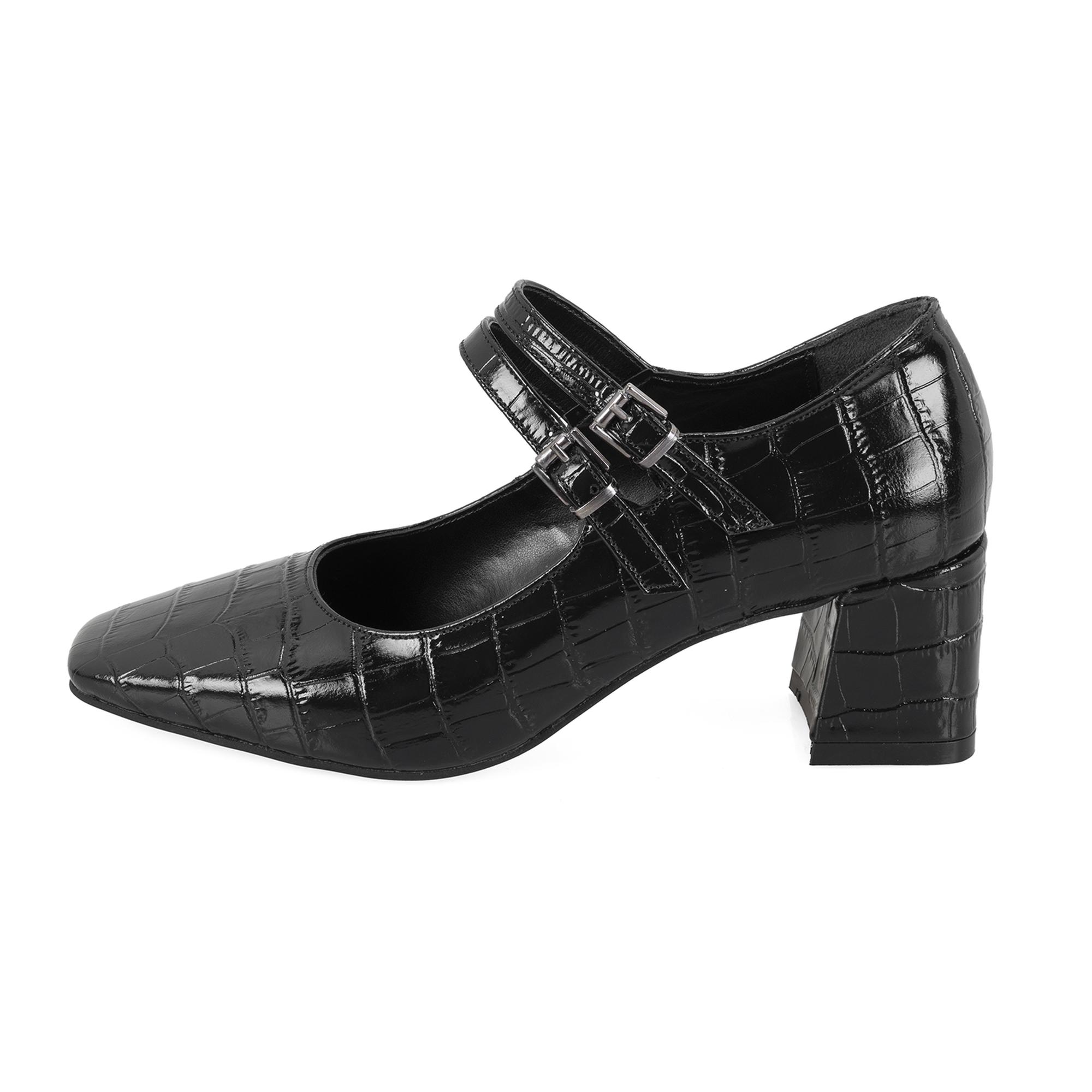 Kadın Siyah Mary Jane Deri Klasik Ayakkabı