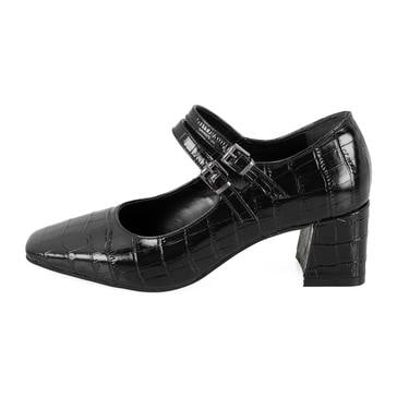 Kadın Siyah Mary Jane Deri Klasik Ayakkabı