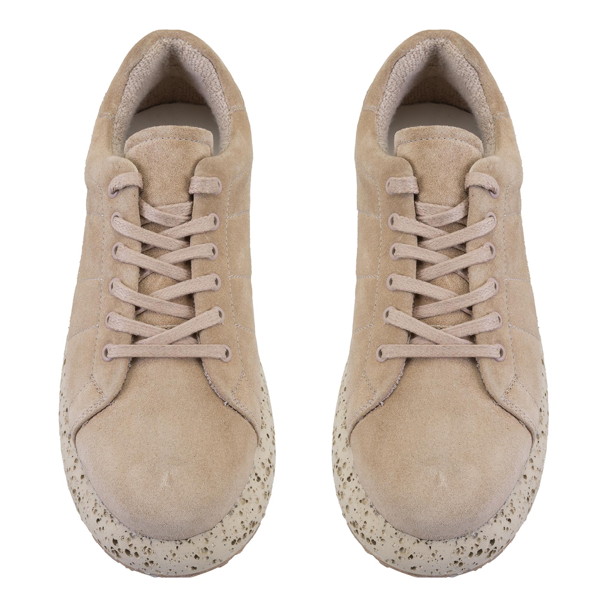 Kadın Bej Süet Deri Günlük Ayakkabı