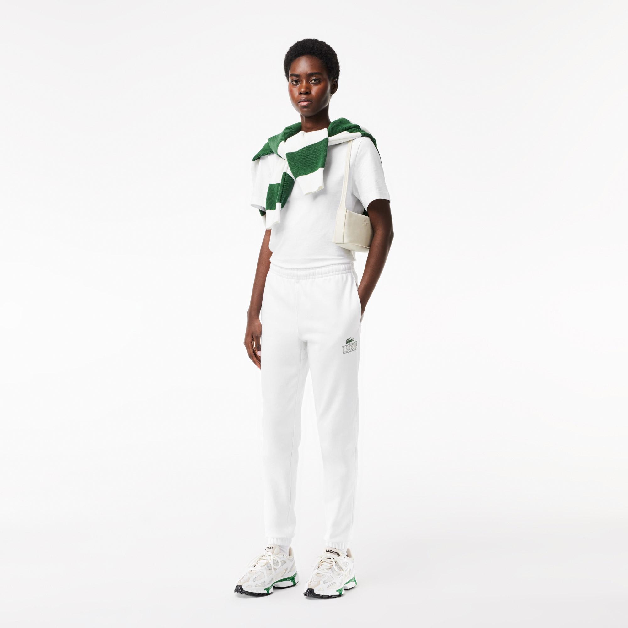 Unisex Tapered Fit Baskılı Beyaz Eşofman Altı