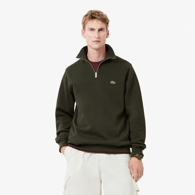  Lacoste Erkek Classic Fit Yarım Fermuarlı Haki Sweatshirt