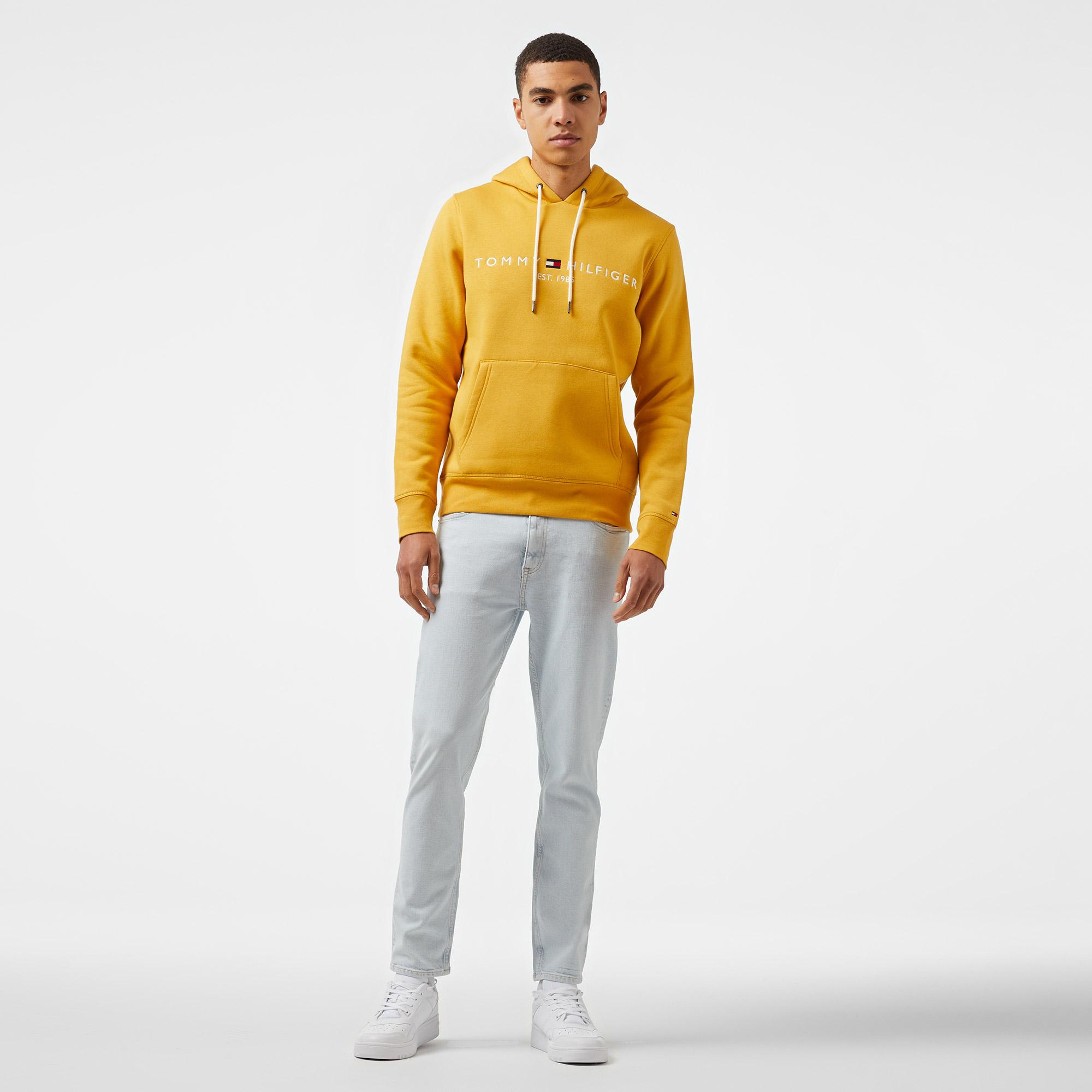 Tommy Hilfiger Tommy Logo Hoody Erkek Sarı Hoodie