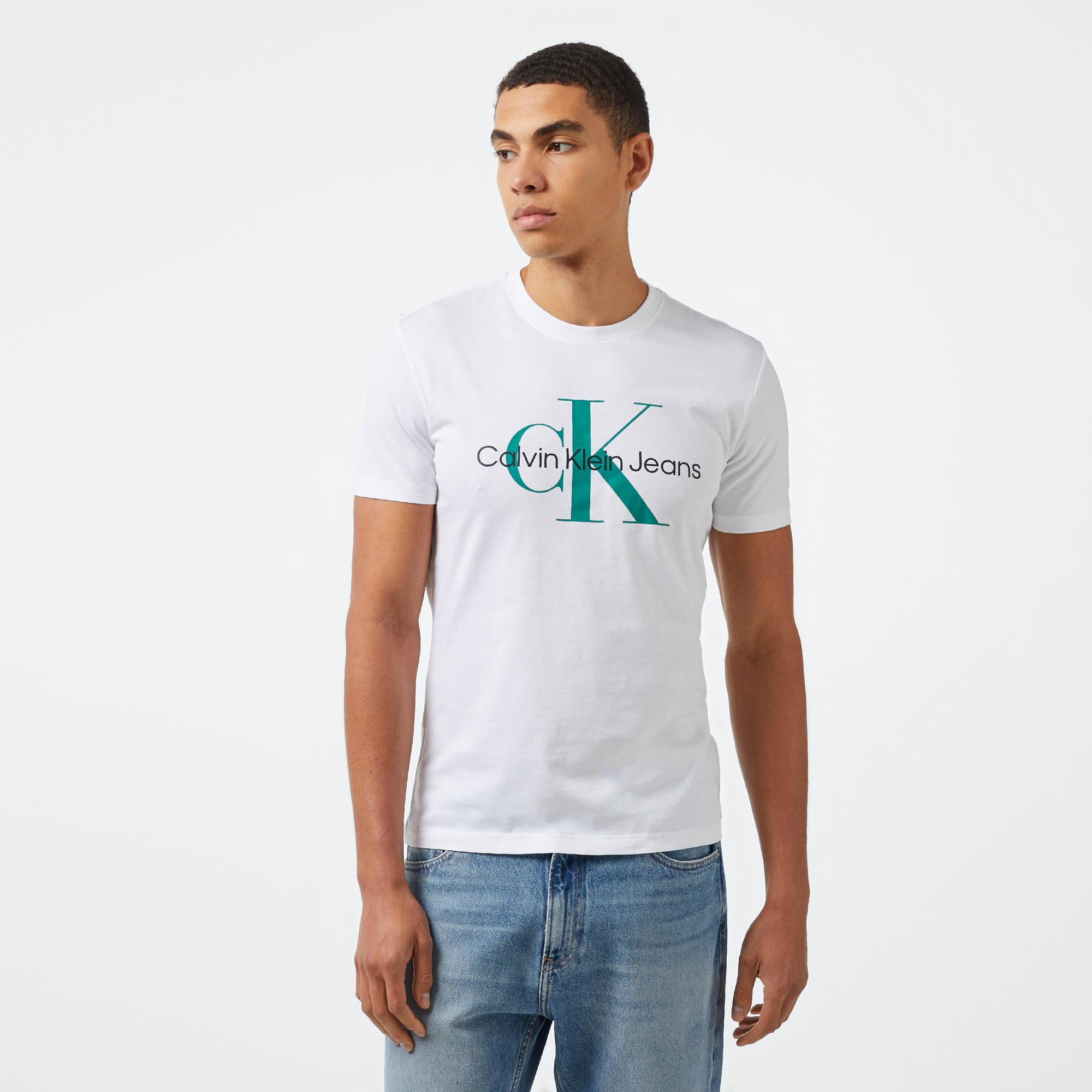 Calvin Klein Jeans Seasonal Monologo Erkek Beyaz T-Shirt